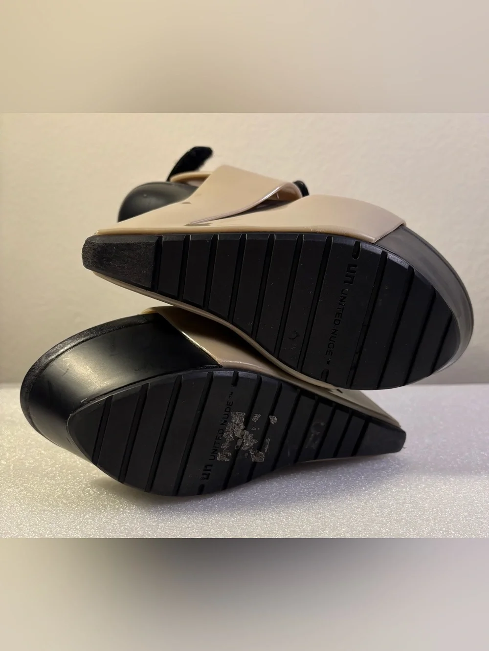 United Nude Hybrid Architectural Platform Wedge Sandals Black Nude Size 37
